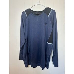 Spyder Men's Active Long Sleeve Athletic Top Blue Graduated Performance Shirt XL